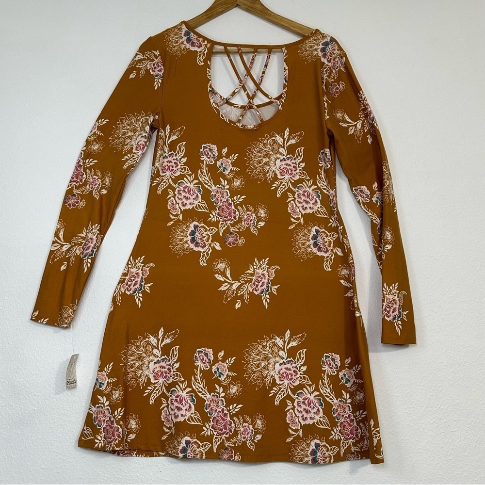 Mudd  fall Orange Floral Long Sleeve Dress - Picture 3 of 15